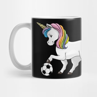 Cute unicorn is playing soccer Mug